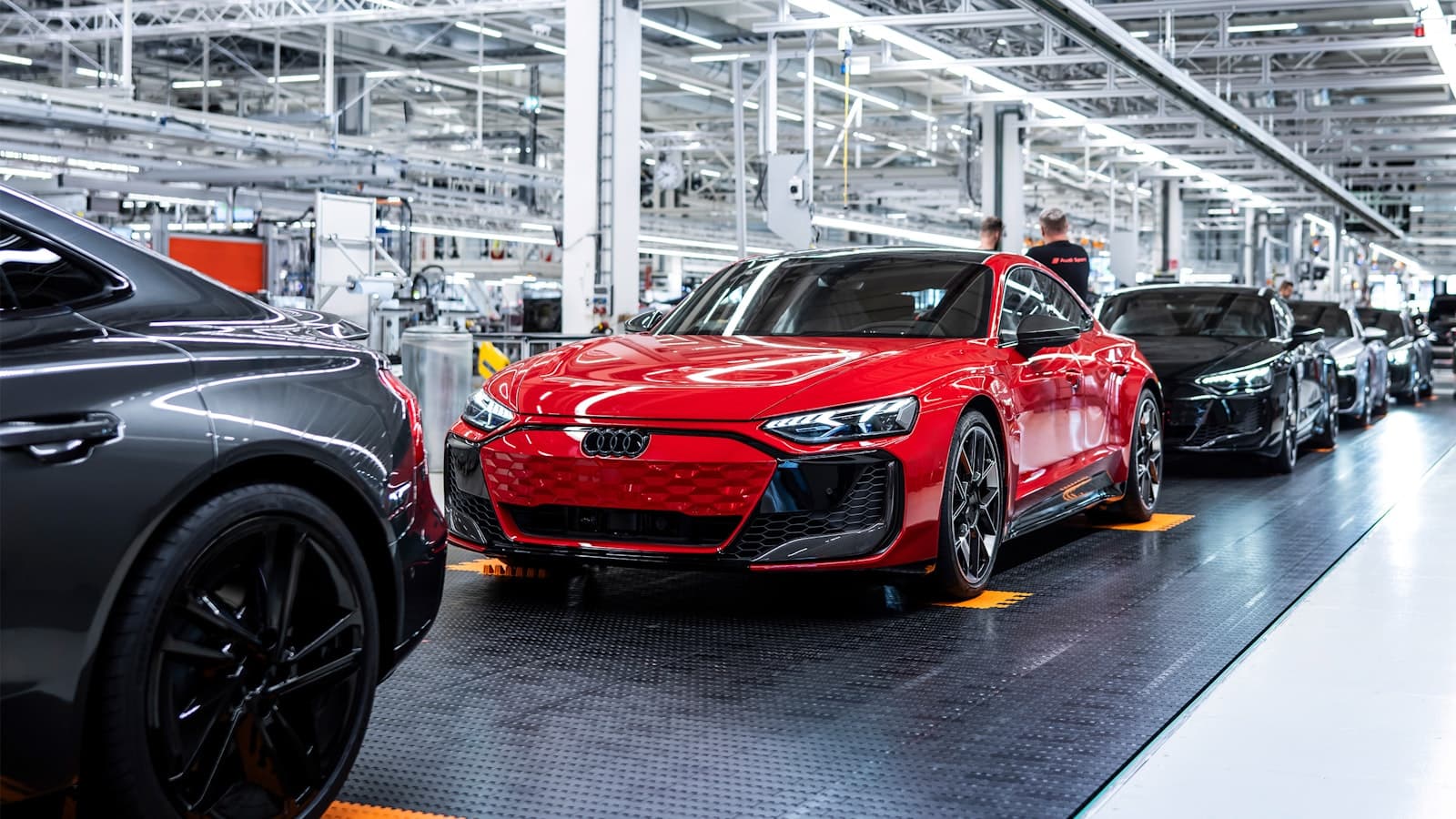 Automotive manufacturing line with connected production systems.